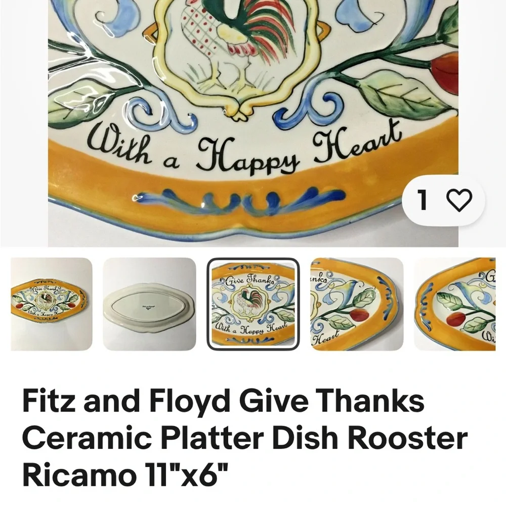 Fitz and Floyd Yellow and Blue Decorative Wall Plaque